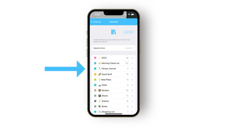 A fitness journal app on an iPhone