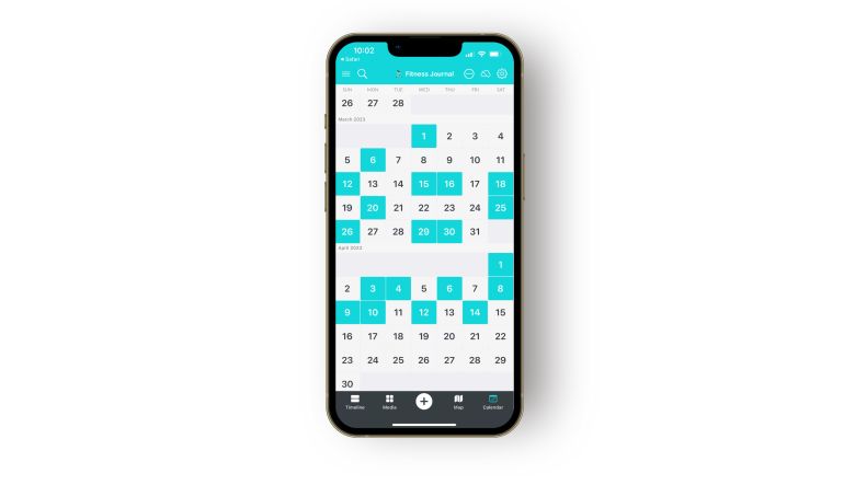 A way to track fitness in your fitness journal with a calendar view