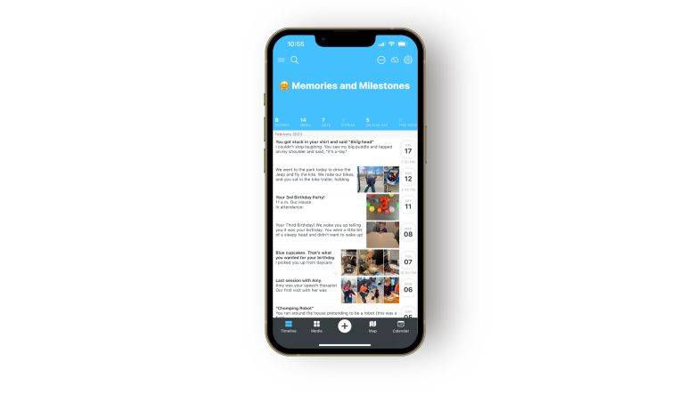 An example of a digital growth and milestones journal