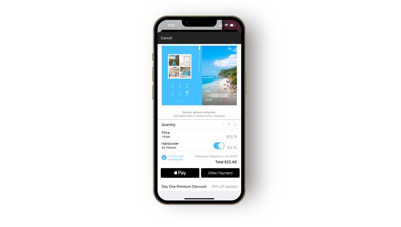 Printing a vision board book through the Day One app 