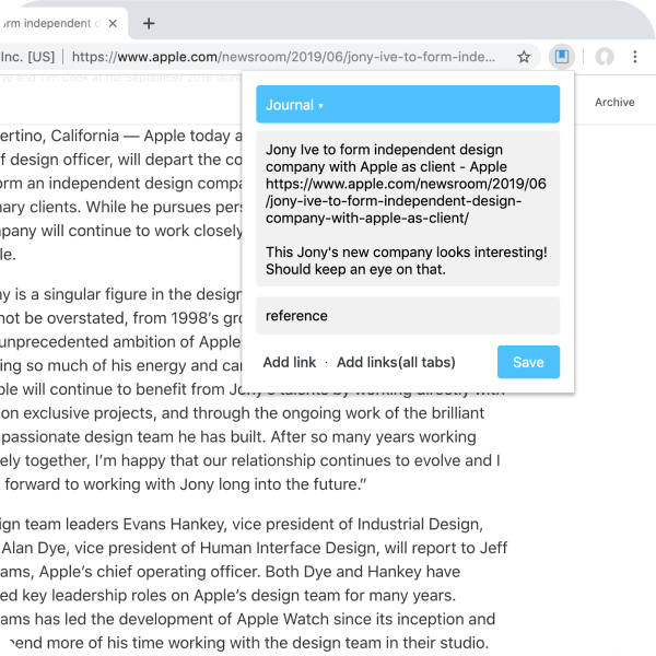 Save websites in a click with Safari and Chrome browser extensions image.