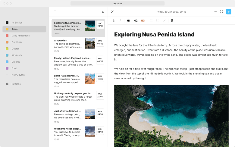 Preview of Day One web app