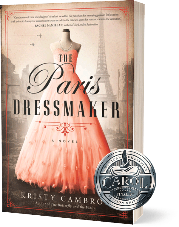 A photo of the cover of "The Paris Dressmaker," by Kristy Cambron